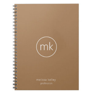 Cuaderno Monograma mínimo empresarial Blanco y beige inicia