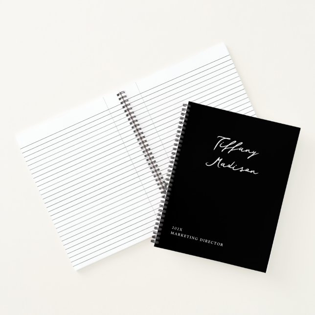 Cuaderno Monograma Mínimo Negro y Blanco Año Nombre Persona (Interior)