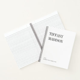 Cuaderno Monograma Mínimo Negro y Blanco Año Nombre Persona