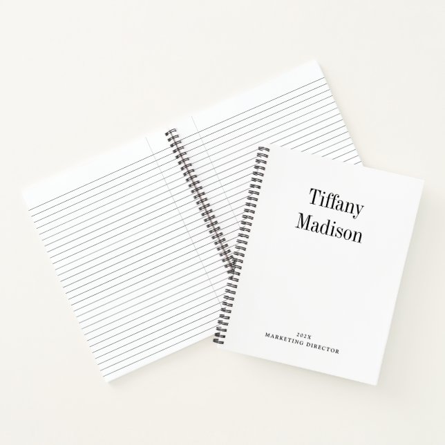 Cuaderno Monograma Mínimo Negro y Blanco Nombre Año Persona (Interior)
