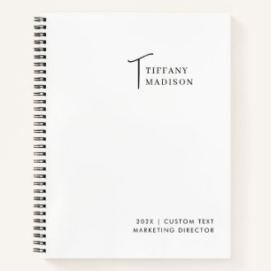 Cuaderno Monograma Mínimo Negro y Blanco Nombre Personaliza