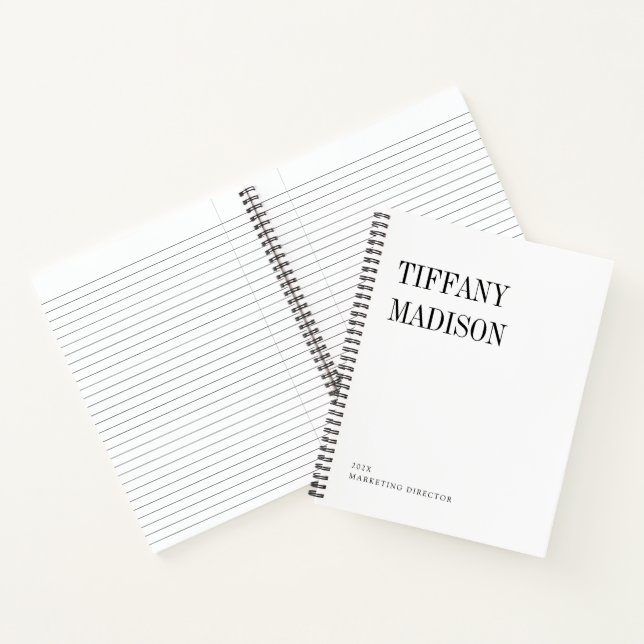 Cuaderno Monograma Mínimo Negro y Blanco Nombre Personaliza (Interior)