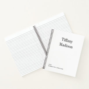 Cuaderno Monograma Mínimo Negro y Blanco Nombre Personaliza
