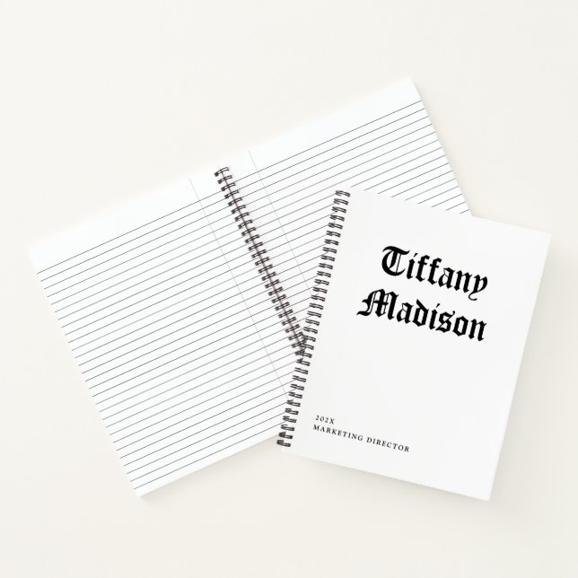 Cuaderno Monograma Mínimo Nombre Gótico Año Blanco y Negro (Interior)
