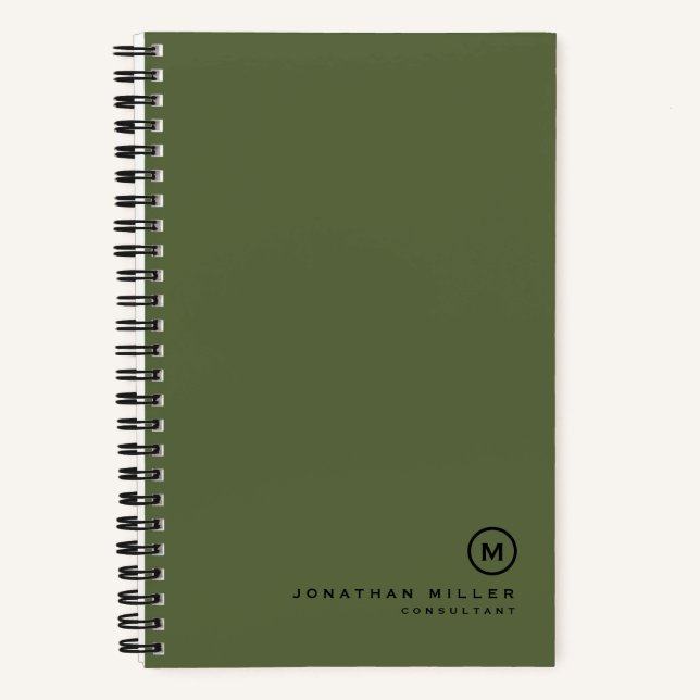 Cuaderno Monograma mínimo Olive Black Classic (Anverso)
