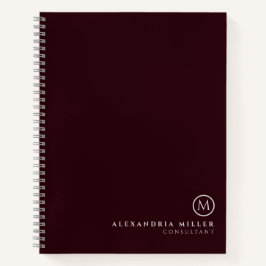 Cuaderno Monograma mínimo profesional | Borgoña y gris