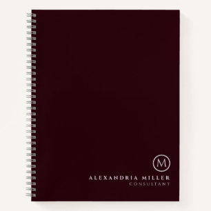 Cuaderno Monograma mínimo profesional   Borgoña y gris