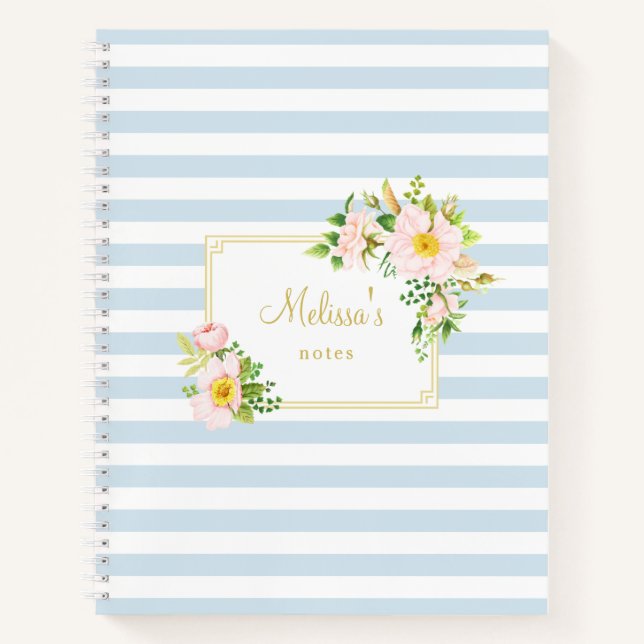 Cuaderno Monograma Moda floral Estaciones azules Pastel (Anverso)
