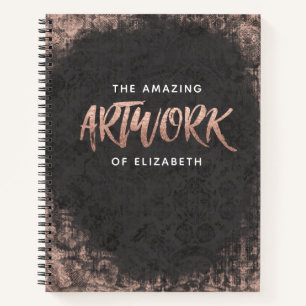 Cuaderno Monograma Moda Rosa Negro Artista de oro