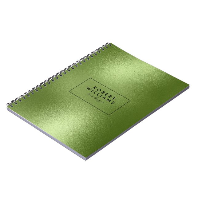 Cuaderno Monograma moderno abstracto verde brillante de fon (Lado Izquierdo)