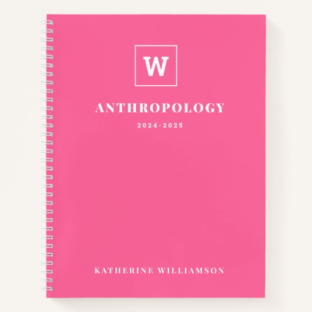 Cuaderno Monograma moderno asignatura Nombre personalizado  (Anverso)