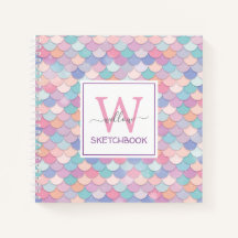 Monograma moderno Bonito Glam Mermaid Sketchbook
