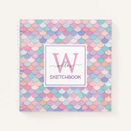 Cuaderno Monograma moderno Bonito Glam Mermaid Sketchbook