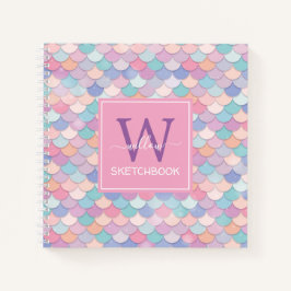 Cuaderno Monograma moderno Bonito Mermaid Sketchbook rosa