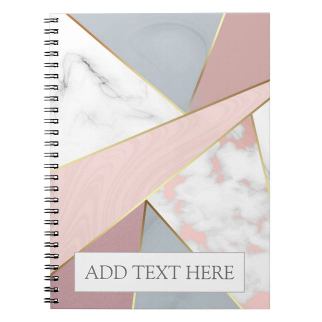 Cuaderno Monograma moderno con aspecto de mármol gris Rosa  (Frente)
