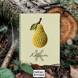 Cuaderno Monograma moderno con crochet amarillo mínimo