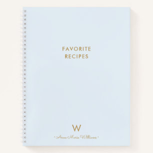 Cuaderno Monograma moderno con guión dorado azul turbio y c