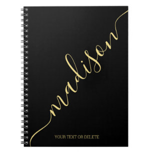 Cuaderno Monograma moderno con nombre escrito a mano de oro