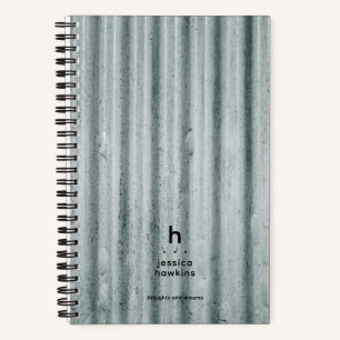 Cuaderno Monograma moderno de acero corrugado desgastado po