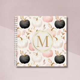 Cuaderno Monograma moderno de calabaza - Inicial personaliz