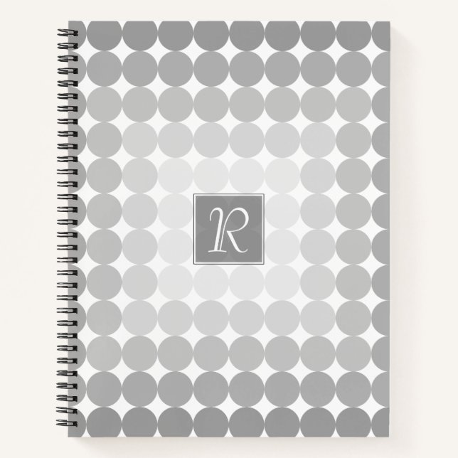 Cuaderno Monograma moderno de círculos grises (Anverso)