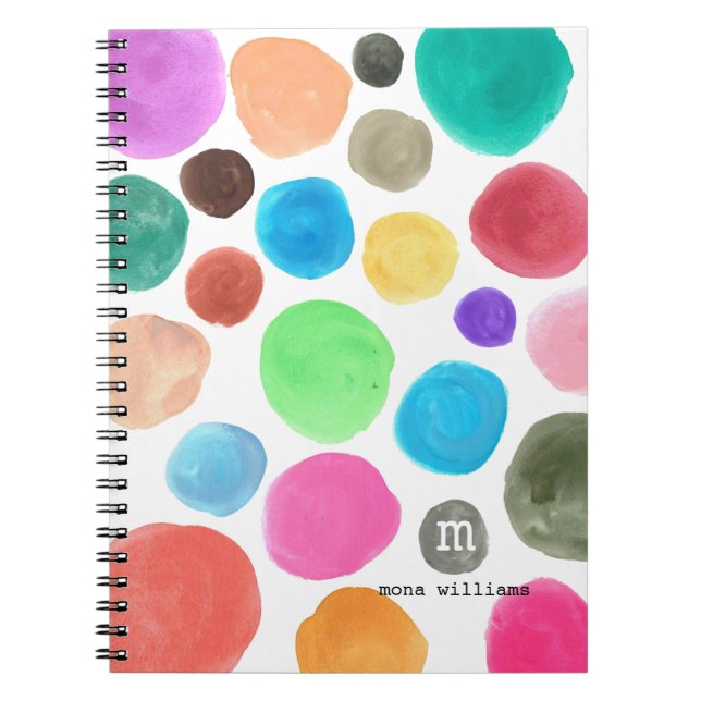 Cuaderno Monograma moderno de color de moda colorido (Frente)