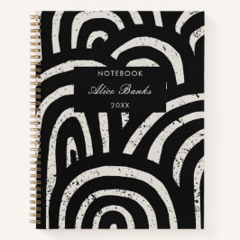 Cuaderno Monograma moderno de diseño y guión de arco negro