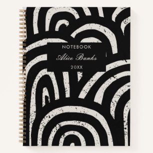 Cuaderno Monograma moderno de diseño y guión de arco negro