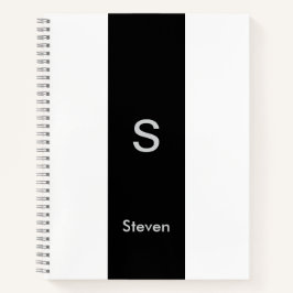 Cuaderno Monograma Moderno de Dos Tonos Negro y Blanco