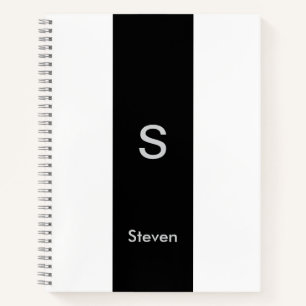 Cuaderno Monograma Moderno de Dos Tonos Negro y Blanco