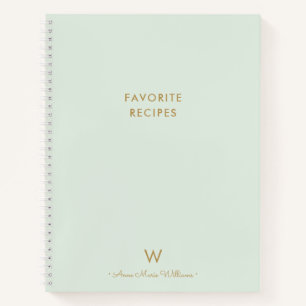 Cuaderno Monograma moderno de guión de oro verde sabio