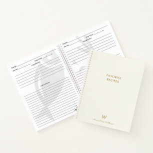 Cuaderno Monograma moderno de guión dorado de marfil