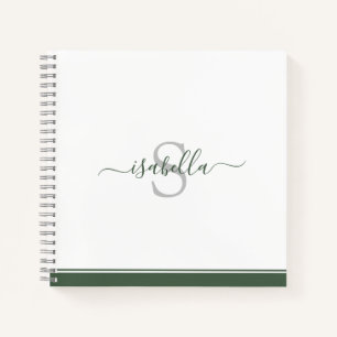 Cuaderno Monograma moderno de hoja perenne