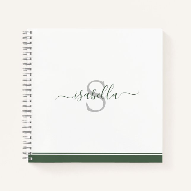 Cuaderno Monograma moderno de hoja perenne (Anverso)