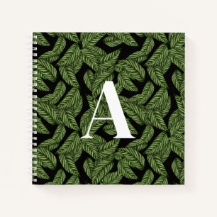 Cuaderno Monograma moderno de impresión de palma de hojas t