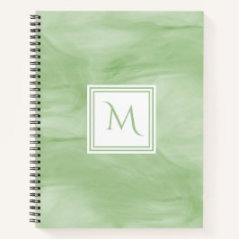 Cuaderno Monograma moderno de mármol suave verde claro