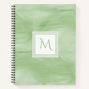 Cuaderno Monograma moderno de mármol suave verde claro
