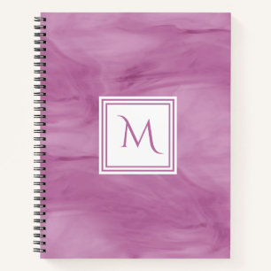 Cuaderno Monograma moderno de mármol sutil morado simple