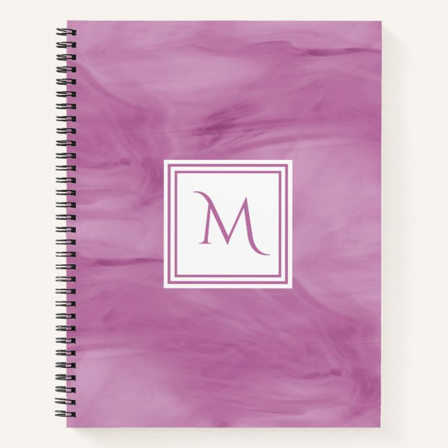 Cuaderno Monograma moderno de mármol sutil morado simple (Anverso)