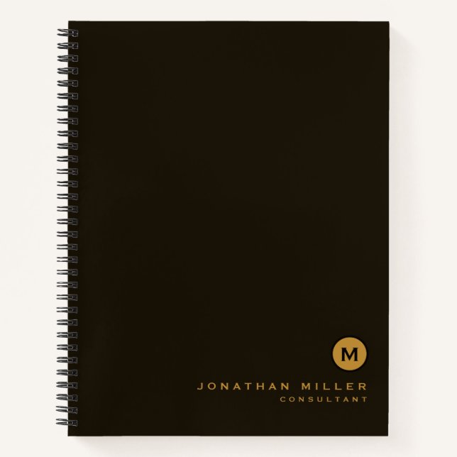 Cuaderno Monograma moderno de oro negro (Anverso)