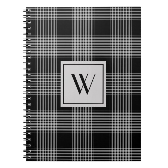 Cuaderno Monograma Moderno De Tapado Blanco Y Negro (Frente)