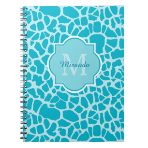 Cuaderno Monograma moderno del estampado de girafa de la