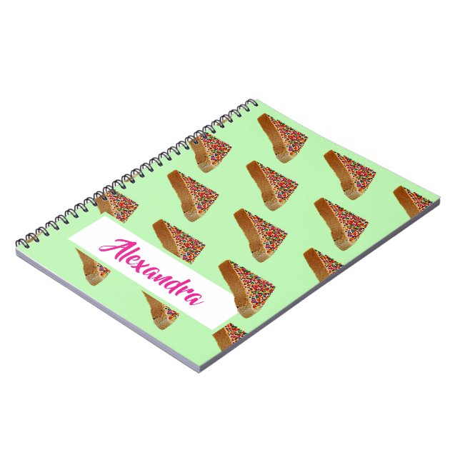 Cuaderno Monograma Moderno Divertido Pastel Pan De Leche Ve (Lado Izquierdo)