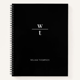 Cuaderno Monograma moderno elegante blanco negro