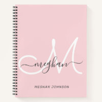 Monograma moderno elegante con escritura en rosa c