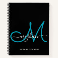 Monograma moderno elegante de letra cursiva negro 