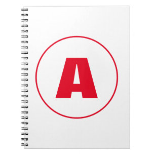 Cuaderno Monograma moderno elegante letra inicial roja blan