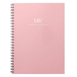 Cuaderno Monograma moderno elegante simple rosa