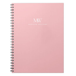 Cuaderno Monograma moderno elegante simple rosa