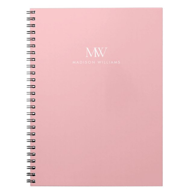 Cuaderno Monograma moderno elegante simple rosa (Frente)